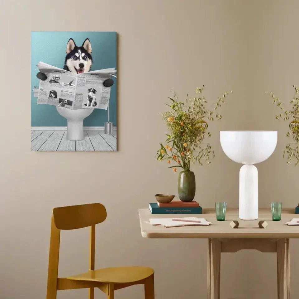 Customized Pet Reading Newspaper Fun Wall Art - Personalized Pet Photo And Background Color Unframed Canvas Painting - A Gift for Pet Owners,Pet Lovers,Yourself - Joliny