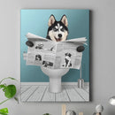Customized Pet Reading Newspaper Fun Wall Art - Personalized Pet Photo And Background Color Unframed Canvas Painting - A Gift for Pet Owners,Pet Lovers,Yourself - Joliny