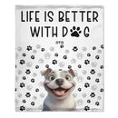 Customized Puppy Themed Blanket - Personalized Pet Pattern and Name Paw Print Blanket - A Gift For Dog Lovers,Dog Owners - Joliny
