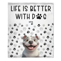 Customized Puppy Themed Blanket - Personalized Pet Pattern and Name Paw Print Blanket - A Gift For Dog Lovers,Dog Owners - Joliny