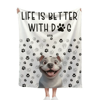 Customized Puppy Themed Blanket - Personalized Pet Pattern and Name Paw Print Blanket - A Gift For Dog Lovers,Dog Owners - Joliny