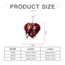 Customized Rose Heart Couple Keychain - Personalized Name and Couple Character Decorated Heart Keychain - A Gift For Couples,Wife,Husband,Girlfriend,Boyfriend,Her,Him - Joliny