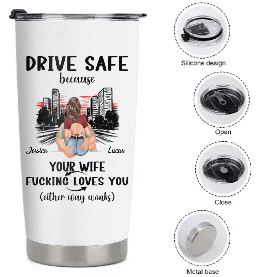 Customized Safe Driving Reminder Car Cup - Personalized Name and Character Safe Driving Themed Couple's Car Cup - A Gift For Husband,Boyfriend - Joliny