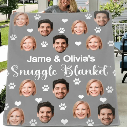 Customized Snuggle Blanket - Personalized Photo And Name Flannel Blanket - A Gift for Couples,Friend,Family - Joliny