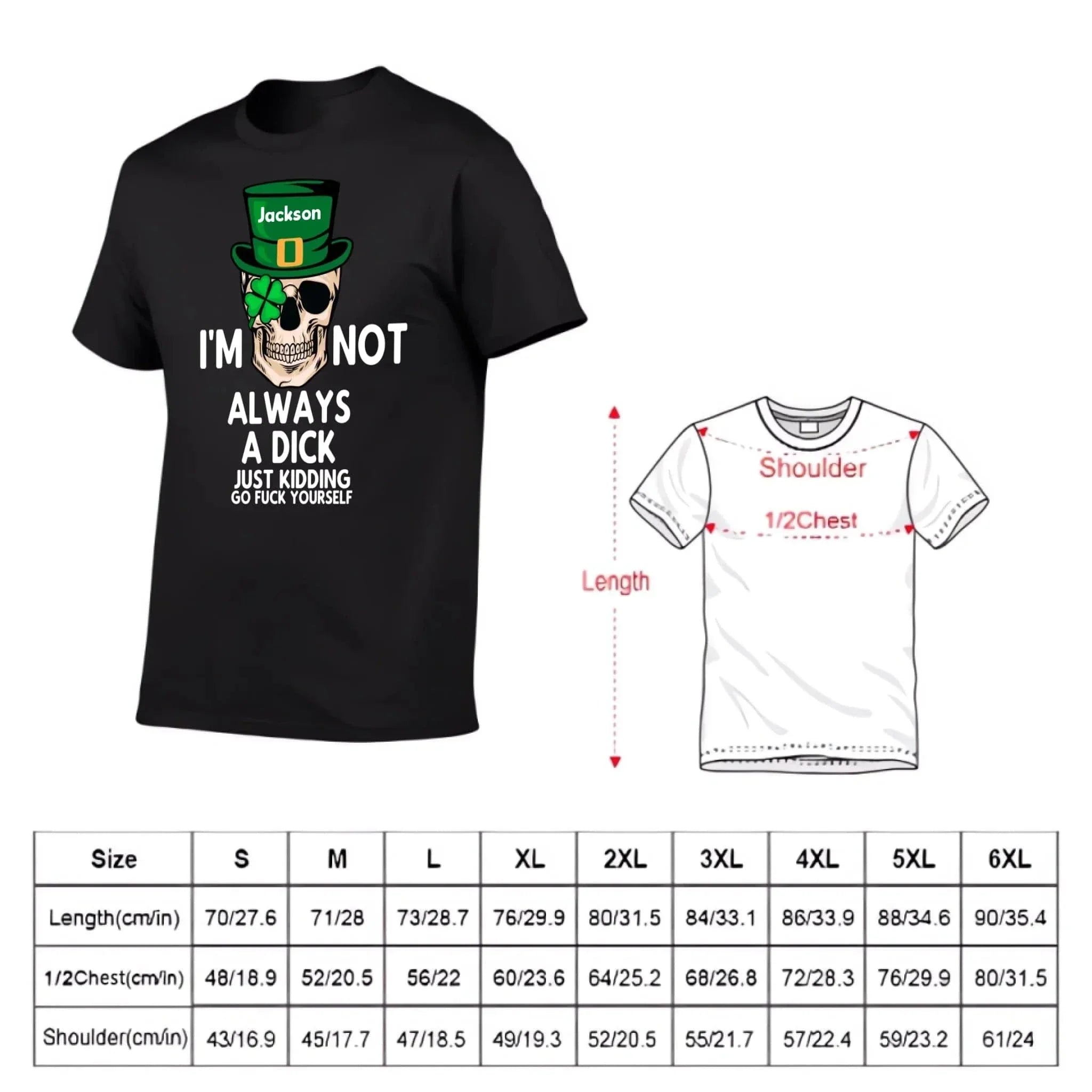 Customized St. Patrick's Day T-shirt - Personalized Name St. Patrick's Day Themed Skull Printed Clothes - A Gift For Friend,Family,Holiday Enthusiasts - Joliny