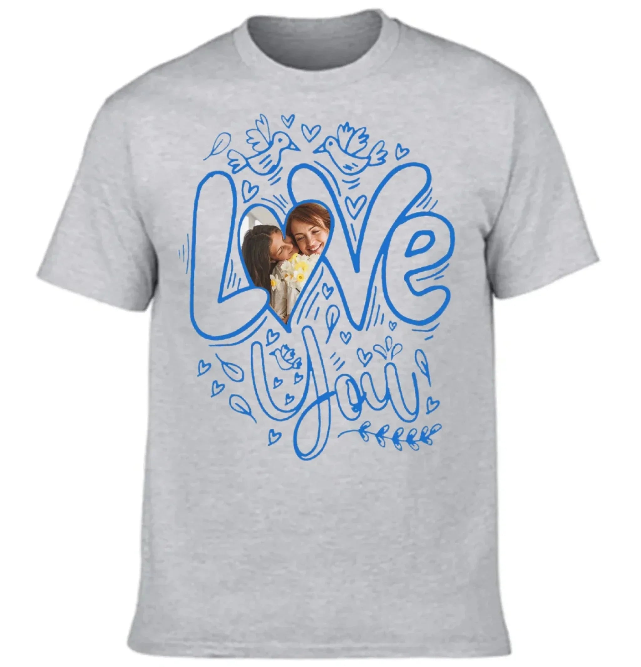 Customized T-shirt with the theme of "Love" - Customized Clothes Featuring Heart-shaped Photos - Gift for Couples,Boyfriend,Girfriend,Husband,Wife