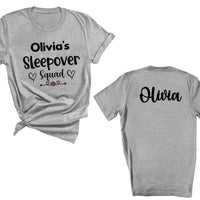 Customized Text and Backside Name Sleepover Squad Party Shirt - Joliny