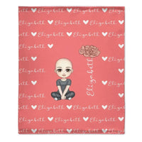 Cute Cartoon Character - Personalised Name Heart Birth Flower Soft Throw Blanket - A Gift For Birthday Person,Friend,Family - Joliny