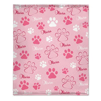 Cute Dog Paw Print - Personalized Name Custom Pet Name Blanket Personalized Dog Blanket - Gifts for Dog Lovers - Joliny
