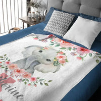 Cute Elephant - Personalised Name Blanket - Gifts for Children,Newborn,New Mom - Joliny