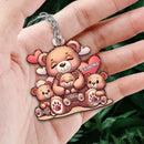 Cute Grandma Bear Mama Bear With Kids Personalized Acrylic Keychain - Joliny