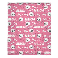 Cute Halloween Name Blanket, Personalized Pink Skull Blanket - Joliny