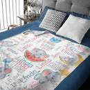 Cute Little Elephant Children's Name Customized Blanket Birthday Gift Christmas Gift - Joliny