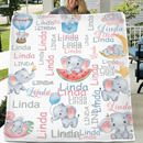 Cute Little Elephant Children's Name Customized Blanket Birthday Gift Christmas Gift - Joliny