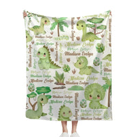 Cute Pastel Dinosaur - Personalised Name Dinosaur Blanket - Gifts for Girls,Dinosaur lovers,Newborns - Joliny