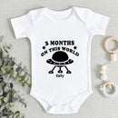 Cute Spaceship Baby Onesie - Three Months On This World - Joliny