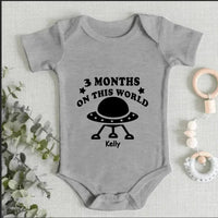 Cute Spaceship Baby Onesie - Three Months On This World - Joliny