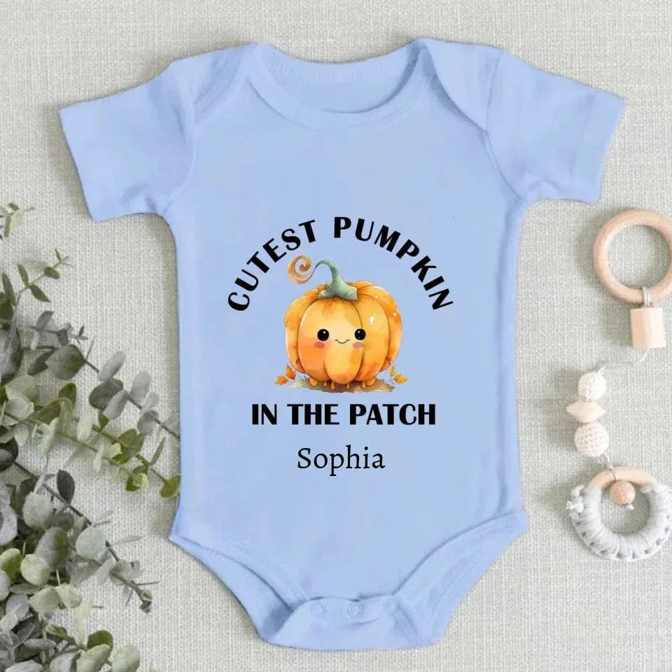 Cutest, Coolest, Sweetest Pumpkin Name Custom Personalization Cotton Baby Bodysuit Newborn Halloween Party Gift - Joliny