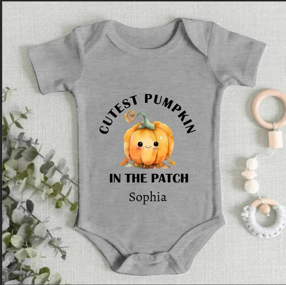 Cutest, Coolest, Sweetest Pumpkin Name Custom Personalization Cotton Baby Bodysuit Newborn Halloween Party Gift - Joliny