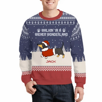 Dachshund Pattern Customized Clothing - Personalized Dachshund Pattern and Name Sweater - A Gift For Pet Lovers,Pet Owners - Joliny