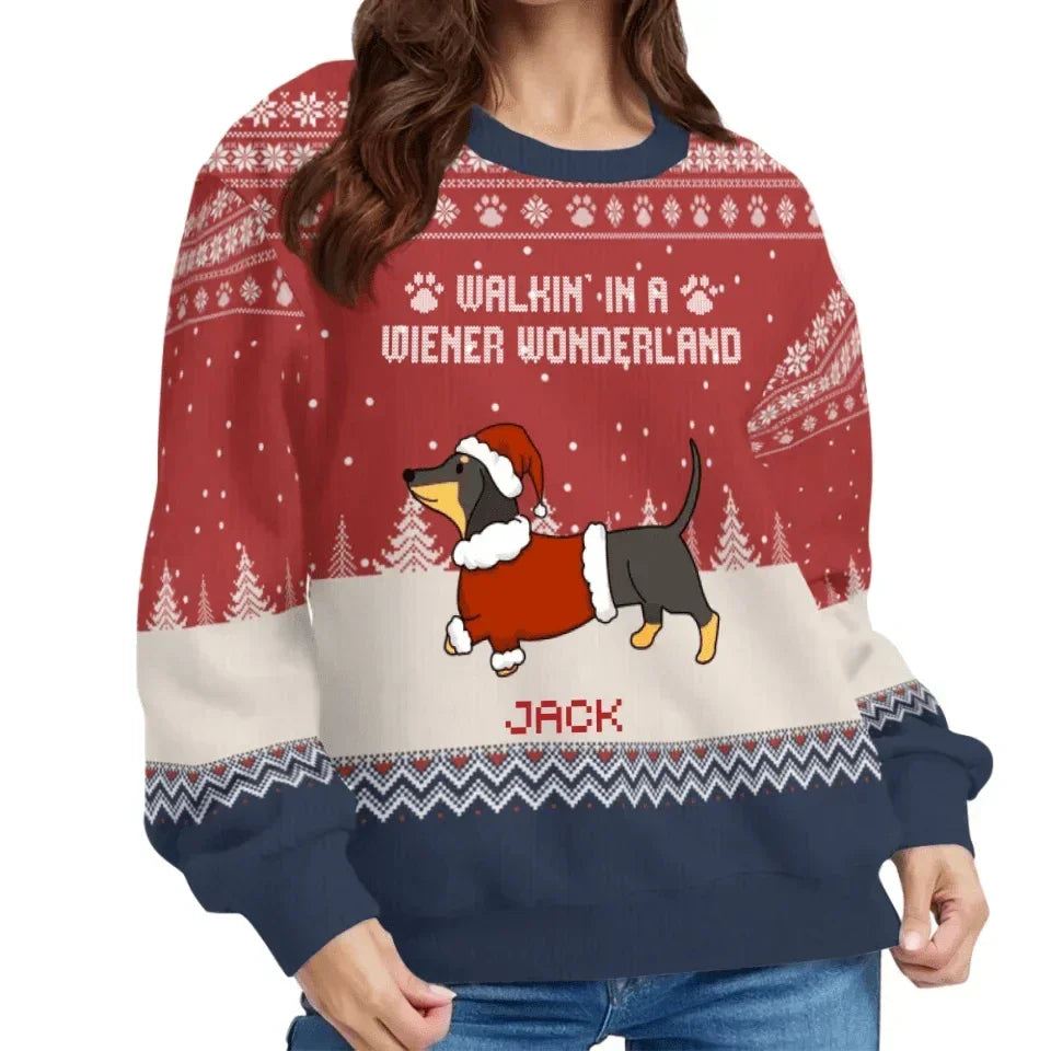 Dachshund Pattern Customized Clothing - Personalized Dachshund Pattern and Name Sweater - A Gift For Pet Lovers,Pet Owners