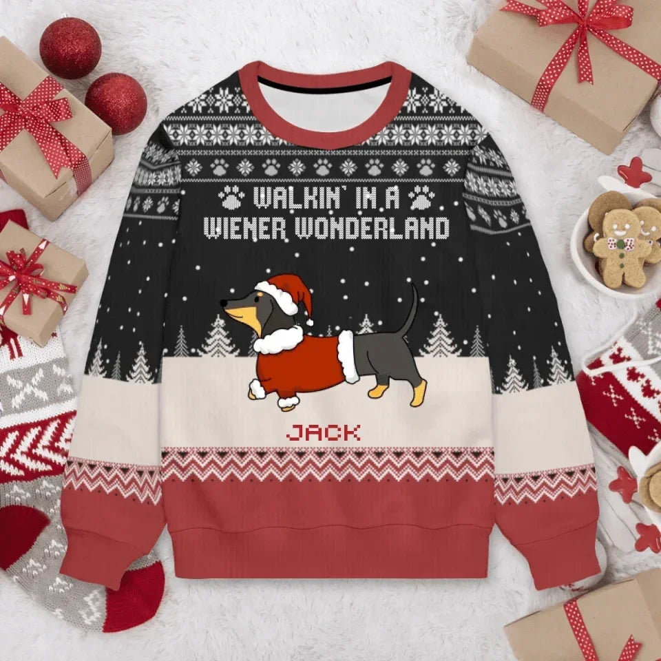 Dachshund Pattern Customized Clothing - Personalized Dachshund Pattern and Name Sweater - A Gift For Pet Lovers,Pet Owners