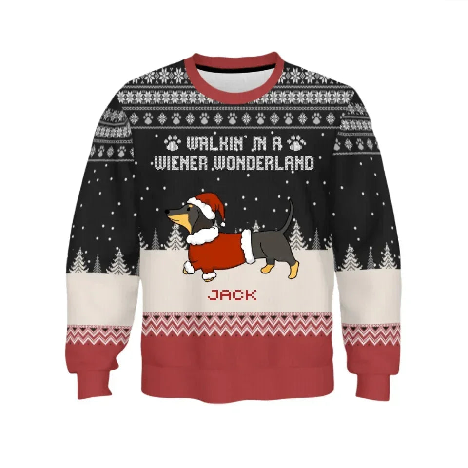 Dachshund Pattern Customized Clothing - Personalized Dachshund Pattern and Name Sweater - A Gift For Pet Lovers,Pet Owners - Joliny