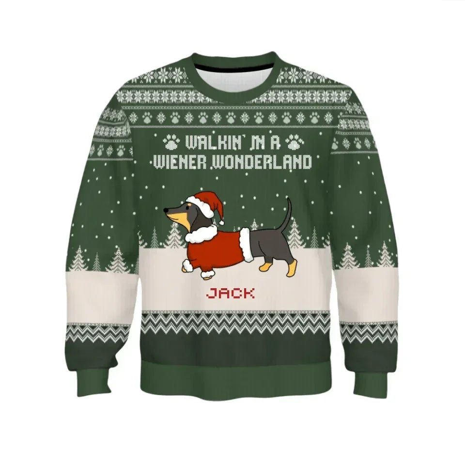 Dachshund Pattern Customized Clothing - Personalized Dachshund Pattern and Name Sweater - A Gift For Pet Lovers,Pet Owners - Joliny