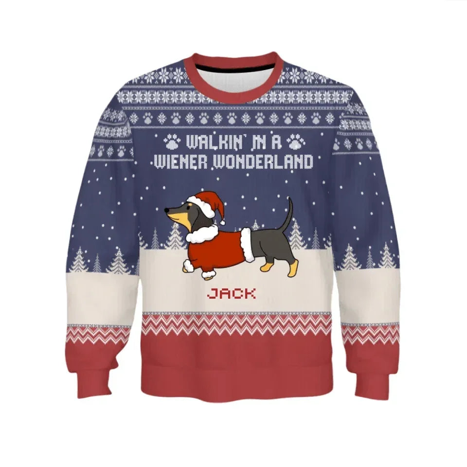 Dachshund Pattern Customized Clothing - Personalized Dachshund Pattern and Name Sweater - A Gift For Pet Lovers,Pet Owners - Joliny
