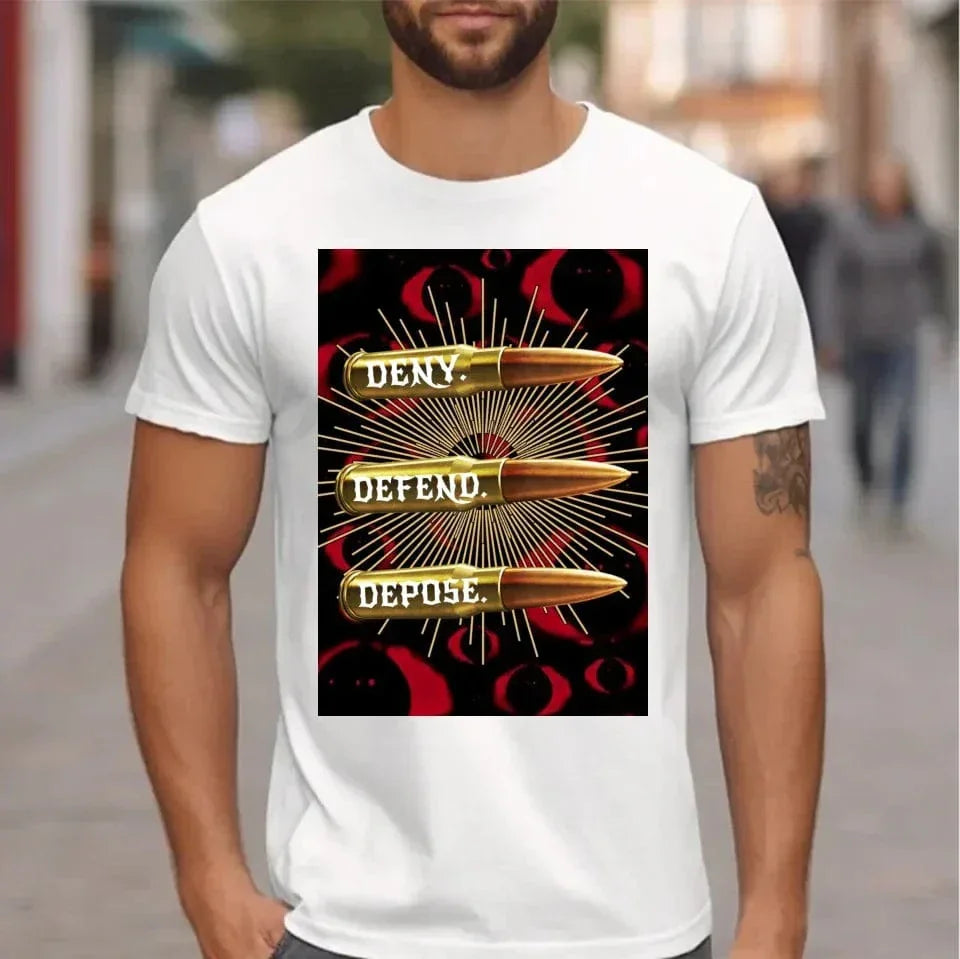 Deny,Defend and Depose Themed Bullet Pattern Clothing - A Gift For Friend,Family,Colleagues,Fellow Student,Roommates