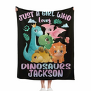 Dinosaurs - Personalised Name Dinosaur Blanket - Gifts for Girls,Dinosaur lovers - Joliny