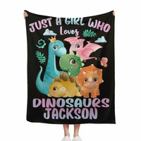 Dinosaurs - Personalised Name Dinosaur Blanket - Gifts for Girls,Dinosaur lovers - Joliny