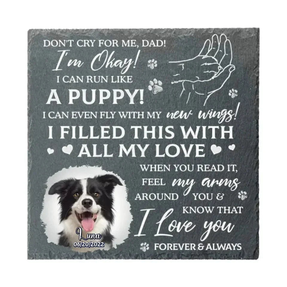 Don't Cry For Me, I'm Okay - Personalized Custom Photo Memorial Stone - Sympathy Gift For Pet Owners - Joliny