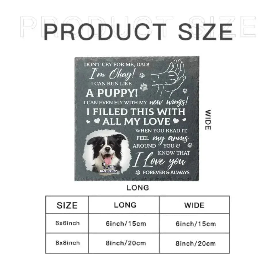 Don't Cry For Me, I'm Okay - Personalized Custom Photo Memorial Stone - Sympathy Gift For Pet Owners - Joliny