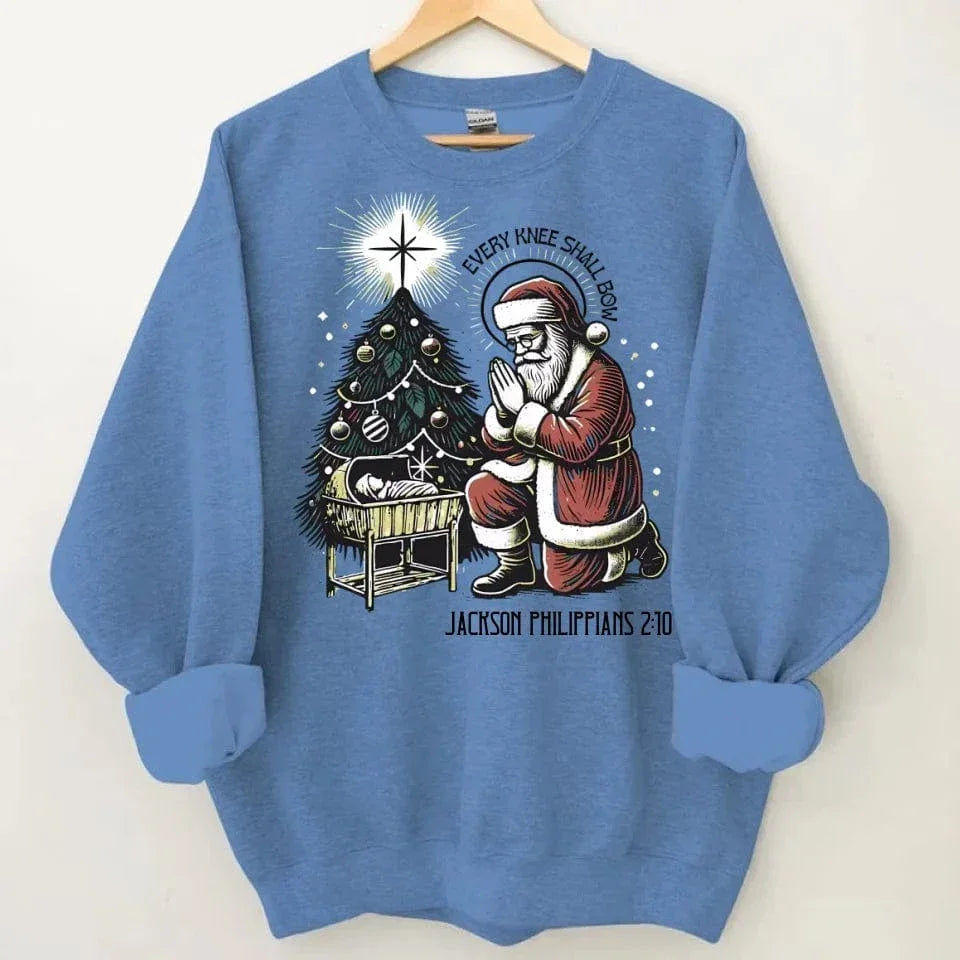 Every Knee Shall Bow Santa Claus Costume - Personalized Text Themed Warm Christmas Sweatshirt - Christmas Gift For Friend,Family - Joliny