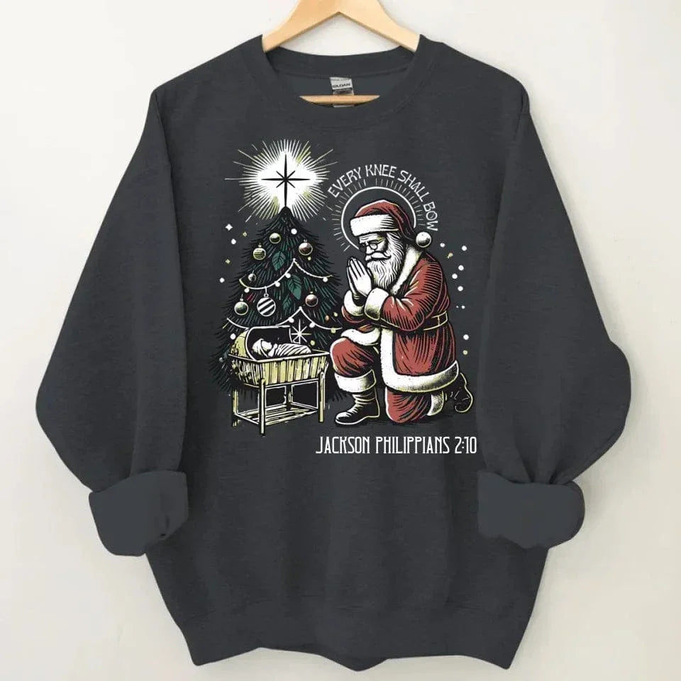 Every Knee Shall Bow Santa Claus Costume - Personalized Text Themed Warm Christmas Sweatshirt - Christmas Gift For Friend,Family - Joliny