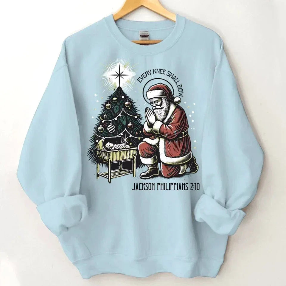 Every Knee Shall Bow Santa Claus Costume - Personalized Text Themed Warm Christmas Sweatshirt - Christmas Gift For Friend,Family - Joliny