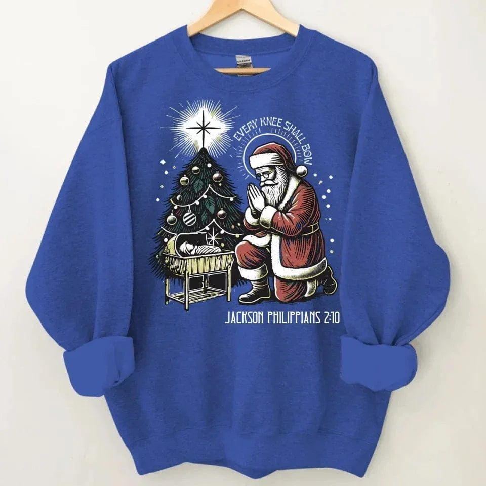Every Knee Shall Bow Santa Claus Costume - Personalized Text Themed Warm Christmas Sweatshirt - Christmas Gift For Friend,Family - Joliny