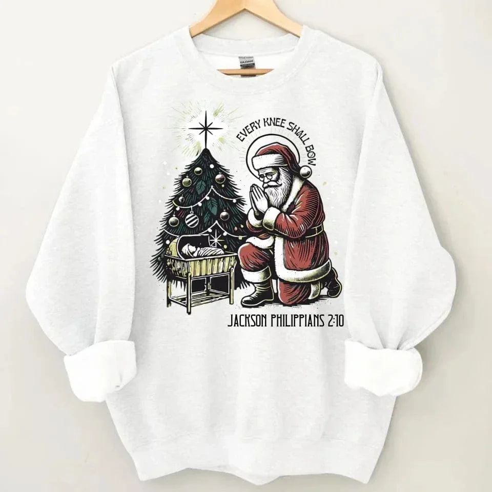 Every Knee Shall Bow Santa Claus Costume - Personalized Text Themed Warm Christmas Sweatshirt - Christmas Gift For Friend,Family - Joliny