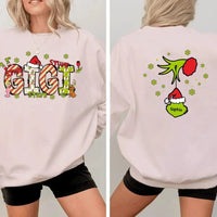 Family Christmas Costumes With Customizable Nicknames - Personalized Nickname And Family Tree Reversible Pattern Christmas Sweatshirt - A Gift For Family - Joliny