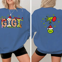 Family Christmas Costumes With Customizable Nicknames - Personalized Nickname And Family Tree Reversible Pattern Christmas Sweatshirt - A Gift For Family - Joliny