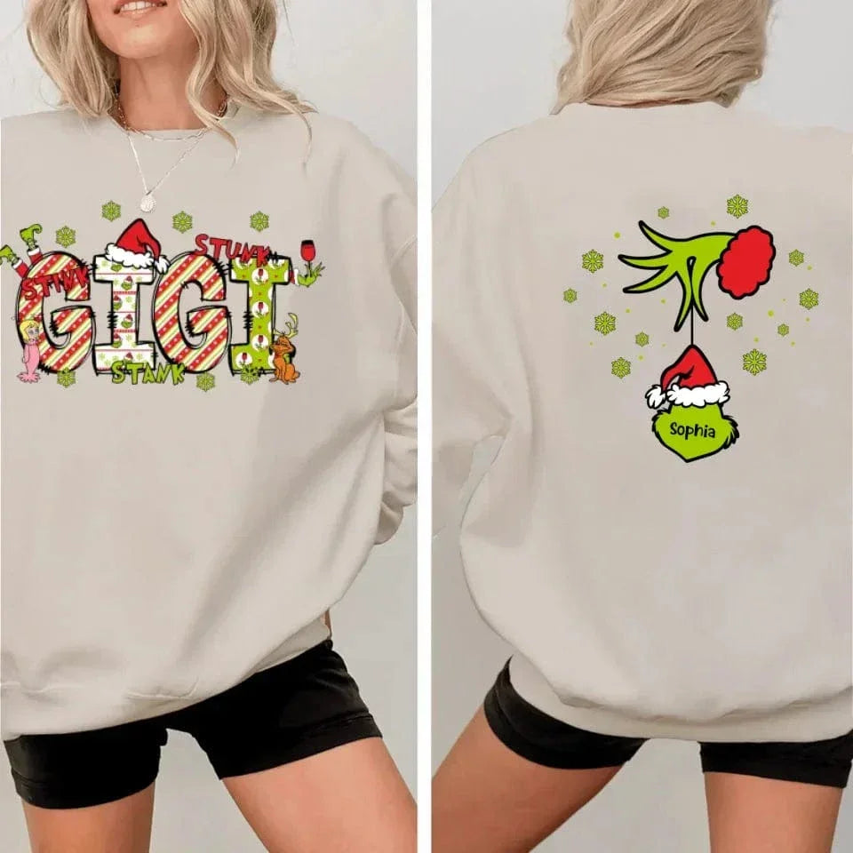 Family Christmas Costumes With Customizable Nicknames - Personalized Nickname And Family Tree Reversible Pattern Christmas Sweatshirt - A Gift For Family - Joliny