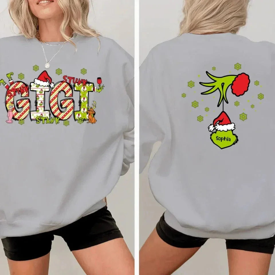 Family Christmas Costumes With Customizable Nicknames - Personalized Nickname And Family Tree Reversible Pattern Christmas Sweatshirt - A Gift For Family - Joliny