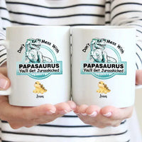 Customized Dinosaur Pattern Mug - Personalized Cartoon Dinosaur Mug with Pattern and Nickname - A Gift For Dinosaur Lovers,Family - Joliny