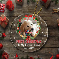 First Christmas In My Forever Home - Custom Photo Acrylic Ornament For Pet Lovers - Joliny