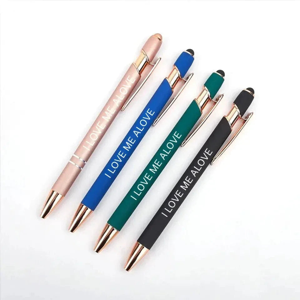 Personalized Push-Type Metal Ballpoint Pen - Writing Soft Touch Stylus - Joliny