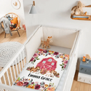 Floral Girl Farm Animal Blanket, Personalized Baby Girl Name Custom Blanket - Joliny
