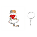 Fluffy Cat Holding Heart Personalized Acrylic Keychain - Joliny