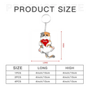 Fluffy Cat Holding Heart Personalized Acrylic Keychain - Joliny