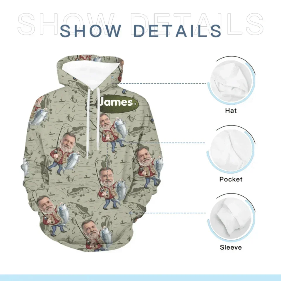 Funny Caricature Face - Personalized Fishing Full Body Print Shirt - Gift for Fishing Enthusiasts - Joliny